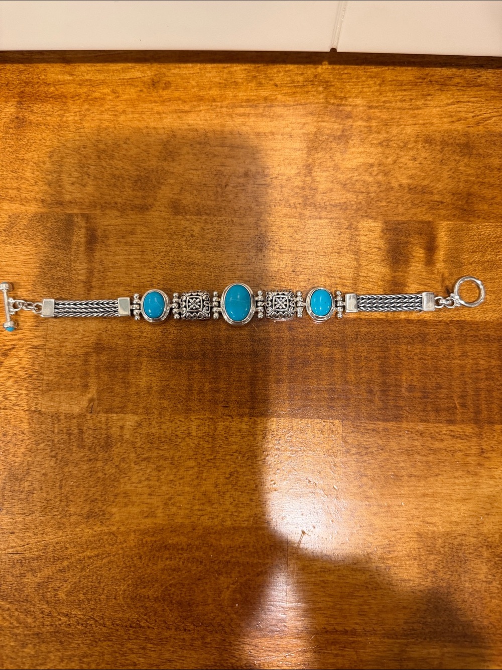 Sterling Silver Bracelet with Turquoise Cabochons